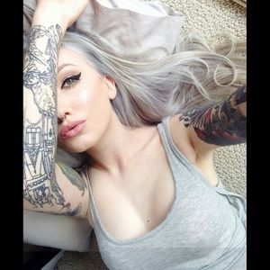 Silver hair just get me every time. #silverhair #sleeve #tattoo #TattooGirl