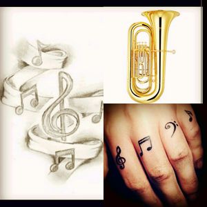 A mix of these. But instead of treble clef i would like a bass clef. Try do make something out of the tuba. Idk, have no fantacy 😅 would be cool to se what megan could do 😀 and also be abel to travel to the USA!#megandreamtattoo #dreamtattoo