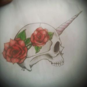 My personal logo. Zombie Princess. #skull #roses #unicorn #color #newschool #design