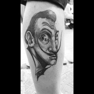 Healed Salvador Dali caricature.#blackandgrey #blackwork #portrait #caricature