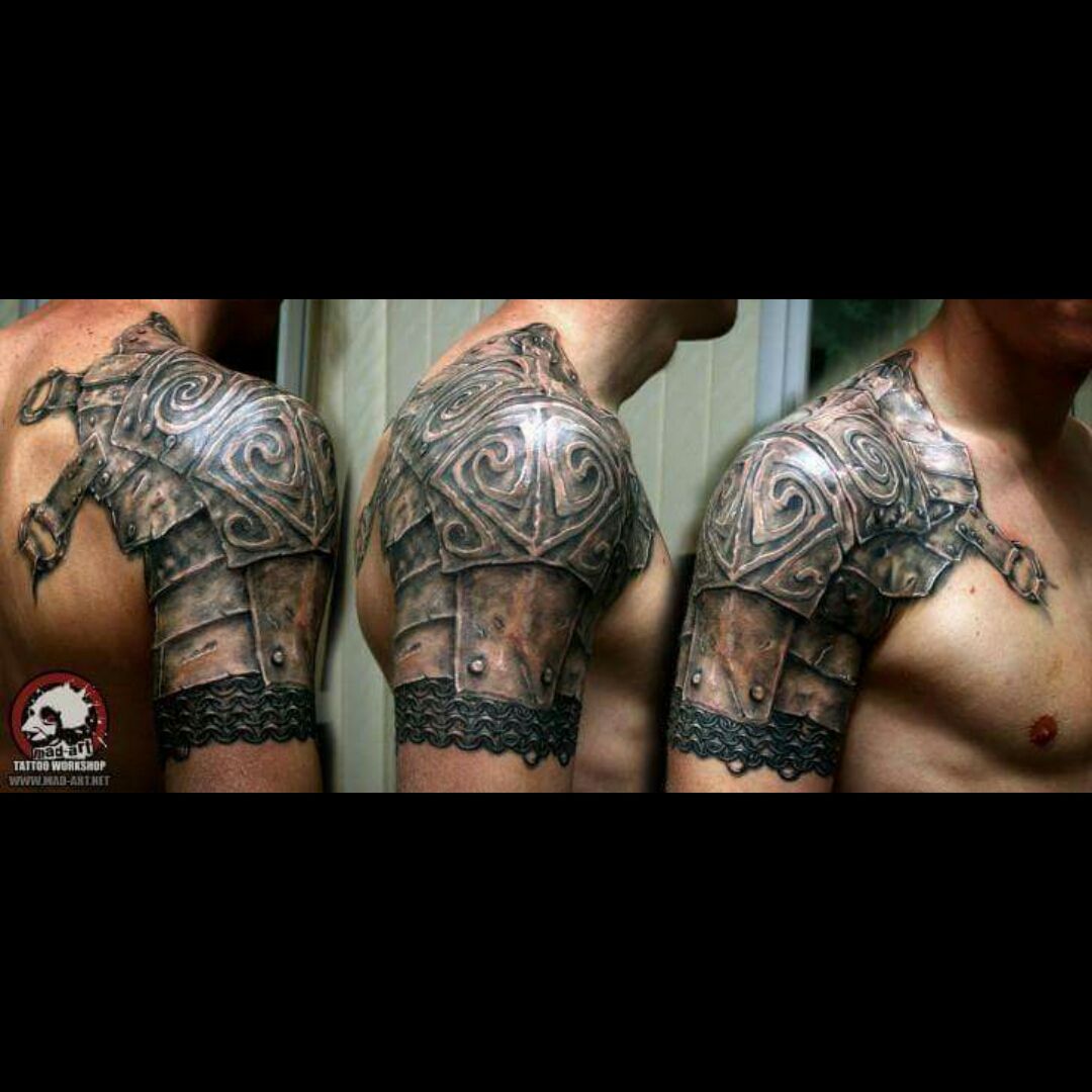 3d shoulder armor tattoo
