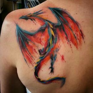 Epic watercolor dragon tattoo #watercolor #epicness #awesome #ink #tattooidea #tattoo #dragon #dragontattoo #watercolordragon