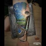 #dreamtattoo #Tattoodo #tattoo #stairways #heaven #heavenlyink #inmemory #fullcolor #colour #colorful #ink #religioustattoo #colorrealism #watercolor #colortattoo #sun #sky #halfsleeve #nature #tree