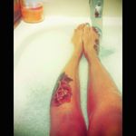 #inkedgirls #legs #foottattoo #dogpaws #compasstattoo #roses #sexy #bath #tattooedgirls