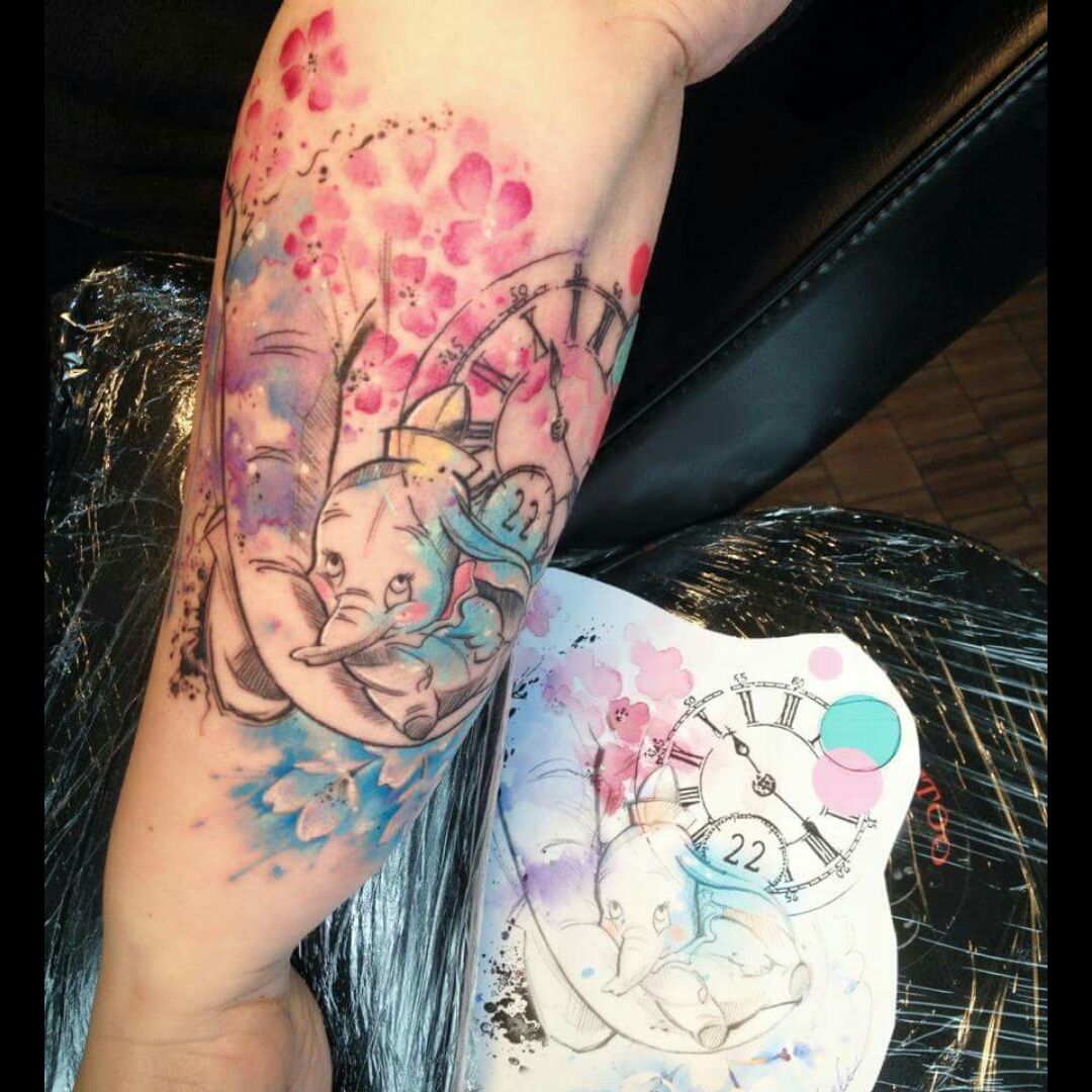 Lilo and stitch watercolor tattoo  Starry Eyed Tattoos and Body Art Studio