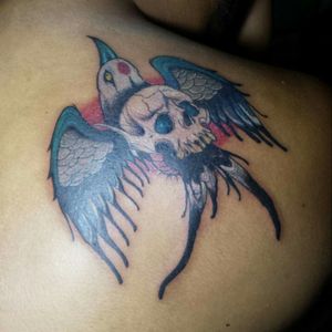 Finish my first tattoo. #BirdSkull #Philippines #JayrFrancisco