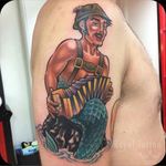 Merman by our Théo 👍 For info or bookings pls contact us at art@royaltattoo.com or call us at + 45 49202770 #royal #royaltattoo #royaltattoodk #royalink #royaltattoodenmark #merman #mermantattoo #tyrol #slager #colortattoo