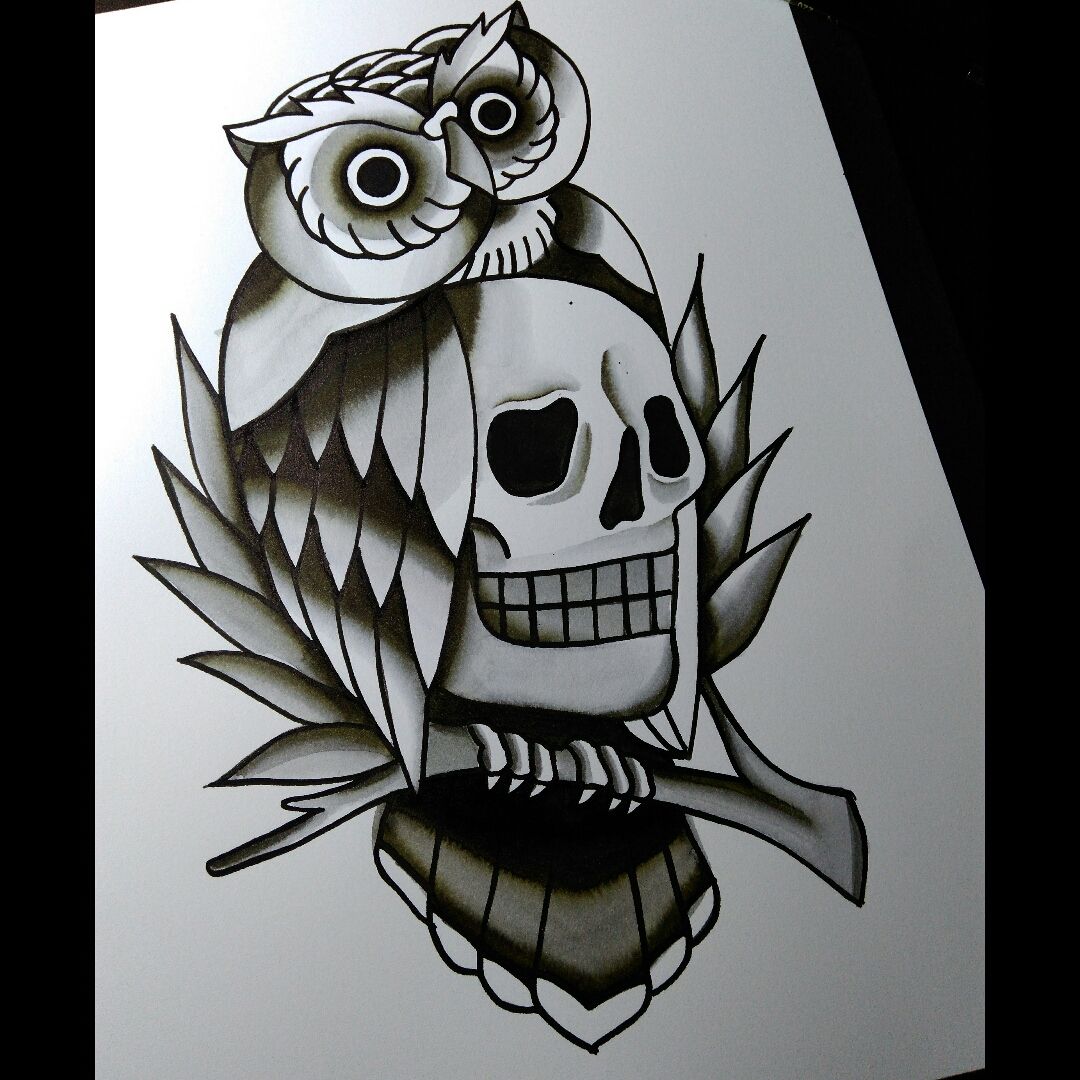 traditional owl tattoo design  Clip Art Library