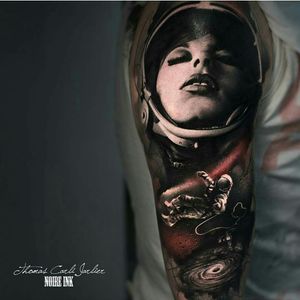 #tattoo #blackandgrey #portrait #astronaut #space #universe #ink #art #original #killerink #dreamtattoo #halfsleeve