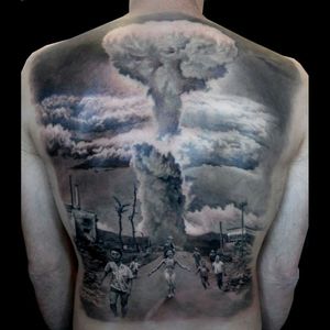 #amagedon #apocalypse #disaster #nuclearbomb #nuclear #nuclearbomb #storybook #backpiece #pictureperfect #realism #realistic #tattoo #scenery #dreamtattoo