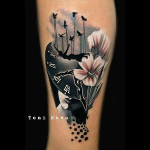 #tattoo #dreamtattoo #flower #flowers #clock #clocktattoo #blackandgrey #ink #blackink #birds #silhouette #storytelling #scenery #beautifull #girlytattoo #girly #TattooGirl #art #tattooartist