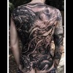#blackandgrey #realistic #details #tattoo #realism #tattoodo #darkink #ink #artshare #ship #shiptattoo #kraken #octopus #clock #fullback #detailed #dreamtattoo #lighthouse #scull #sealife #ocean #oceandeep