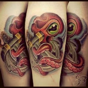 Idea for my next tatto. Impressive new school octopus by powerline tattoo. Inside of the thigh or side of the calf? #newschool #octopus #next