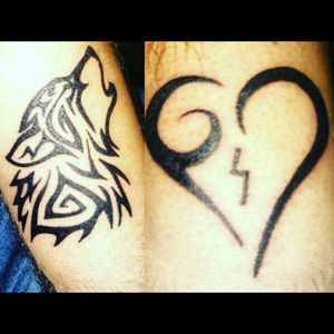 2 of my tattoos right after I got them #tribal #wolf #heart