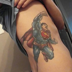 My first and favorite tattoo!! Superman rib piece! Done 4 years ago by Gavier Garcia #tattoos #ribtattoos #superman #supermantattoo #classic #9hours #colortattoos