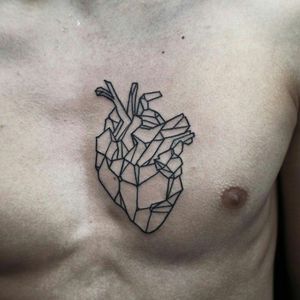 #heart #geometric #blackwork #chest #tattoo #linework