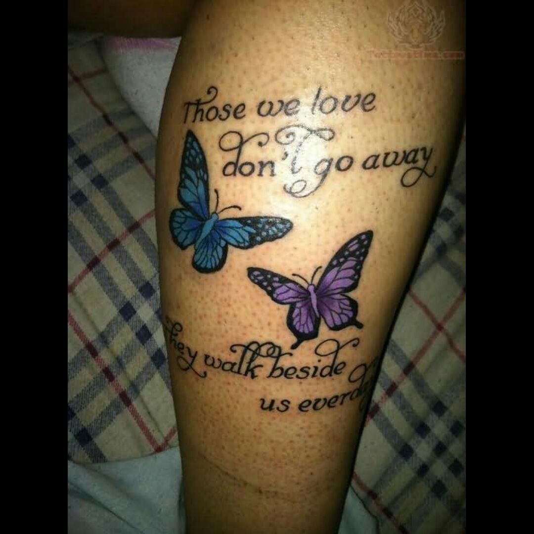 In loving memory3D butterflies  Mom tattoos Butterfly with flowers  tattoo Memorial tattoos