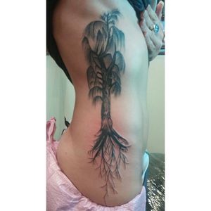 Custom design handrawn tree with roots tattoo