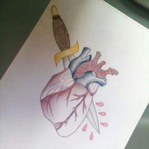 #inkproject #heart #knife #color #red