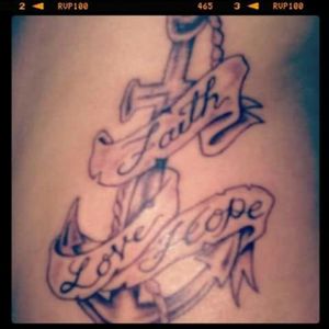 #anchor #faith #love #hope got this tattoo two years ago and i still love it! 2014, is not a big one just on my waist but is special to me, just like my rose😍