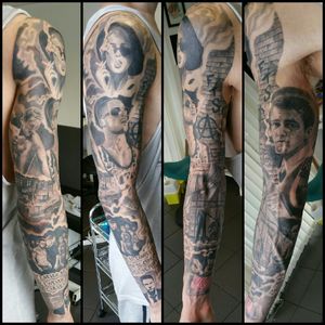 Fight Club sleeve  #besttattooartists  #tattoo #tattooed #tattoo_artwork #norway #poland #realistictattoo #realistic #tattoo #tattooed #blackandgrey #blackAndWhite #tatovering  #tatuaż #new #fullsleeve