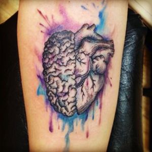 #brain #heart #watercolor #color  #arm #tattoo