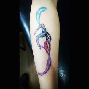 Tattoo by Sandy Paul tattoo artist. #aerialist #aerialsilks #tattooart #TattooGirl #watercolor #tattoobogota
