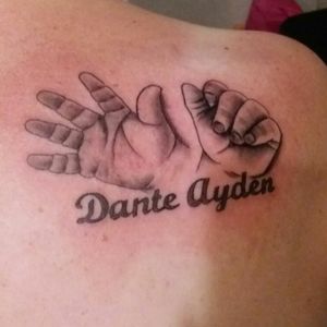 Hands and name of my son