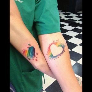Again for bff or couple ❤💋 #forcouple #forbff #rainbowtattoo #homotattoo #hearts