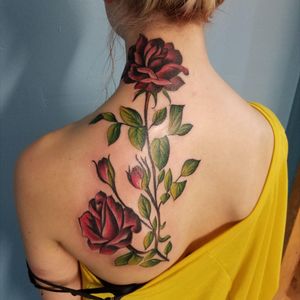 A rose tattoo done by the amazing Tim Palmer of Palmer's Tattoos in Marshall, MN #rose #colorful #timpalmer #palmerstattoos #female #feminem