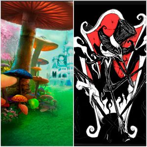 #MEAGANDREAMTATTOO I want to do a Jack skellington foreground and a bright colorful Alice in Wonderland background