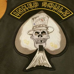 This is our club patch, INKED SOULZ TATTOO CLUB. We strive to educate people that those with tattoos r still good people. We do a lot of charity work, we just did a fundraiser for a family, father had stage 4 cancer, his 6 year old daughter just passed away after 27 surgeries, 4 heart-related. I am Prez & Founder of ISTC.