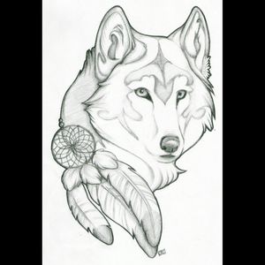 #megandreamtattoo My grandma is absolutely in love with wolves and dream catchers, so I want to get this honor of her.