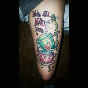 Alice in Wonderland tattoo #wereallmadhere #thightattoo