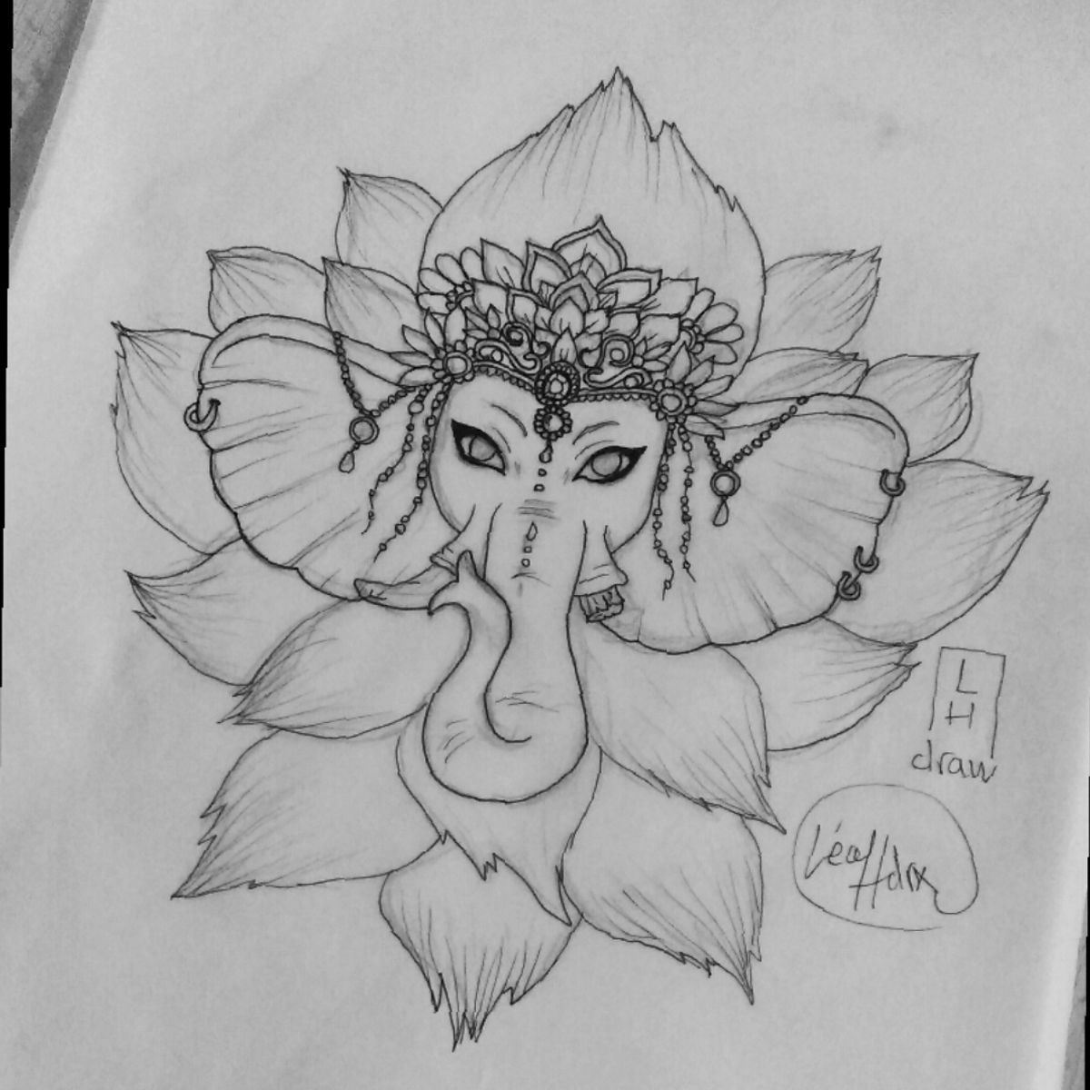 Tattoo uploaded by ️Léa ️ • Tattoo idea - Ganesh with lotus Sketch by ...