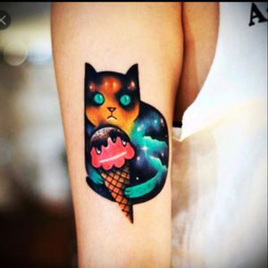 My dream is to meet Megan , it's my favorite artist , I love cats and this tattoo mean a lot to me.❤ #megandreamtattoo #cat #colors #galaxy #ice