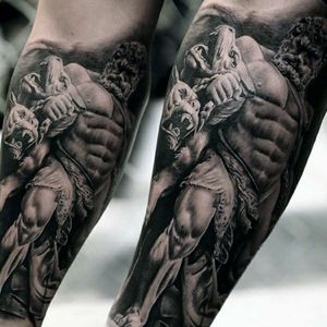 #megandreamtattoo I've always loved Greek art and mythology especially this statue of Hercules. I've always wanted this statue tattooed and would love to see megans take on the tattoo while adding her own style and flare to it.
