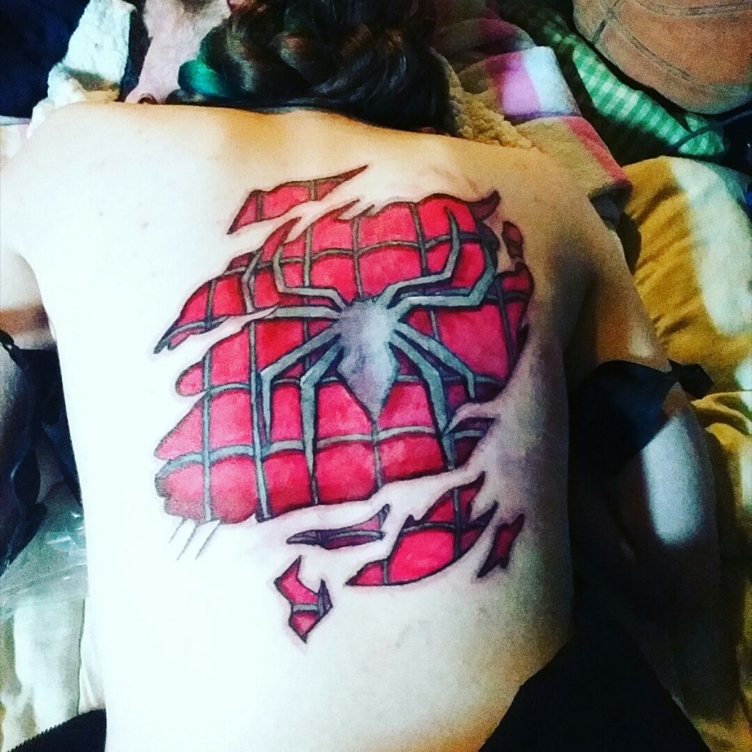 Ripped Skin Spider 3D Tattoo On Man Chest