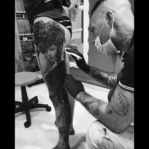 #ink #inked #art #tattooartist #Geisha #geishatattoo #legtattoo #legsleeve #tattoo #tattoos #blackandgrey #blackandgreytattoo #realism #realistic #art #artshare #tattooart