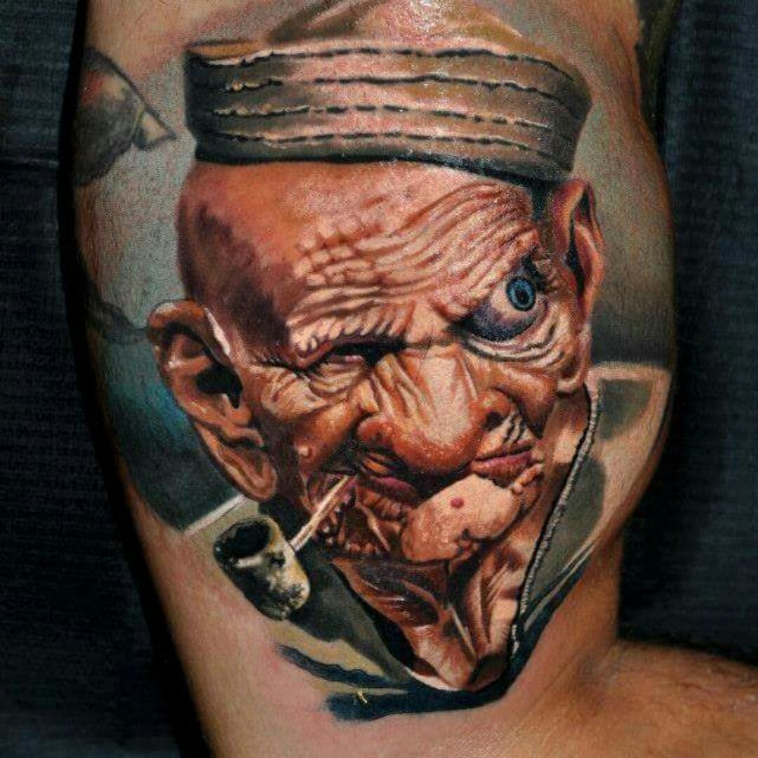 realistic popeye tattoo