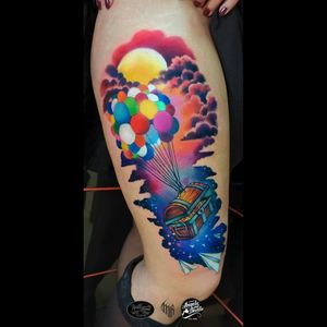 #traditional #neotraditional #color #colorbomb #colorful #watercolor #tattoo #ink #inked #tattoos #chest #balloons #airballoon