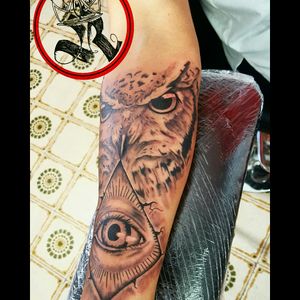 #rafa-Tattoo #blackandgrey #owl #iluminati #eye