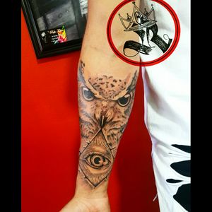 #rafa-Tattoo #owl #iluminati #blackandgrey
