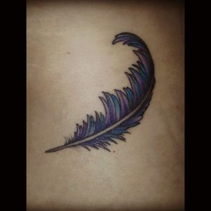 A memorial tat where my friends ashes were mixed into the ink. I chose her favorite color and mine and placed her on my left rib cage closest to my heart.