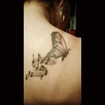 I love butterflies and singing! This is on my shoulder.#butterfly#musicalnotes#iluvbutterflies