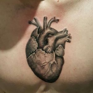 My new heart tattoo #freshtattoo #chestpiece #heart #chesttattoo