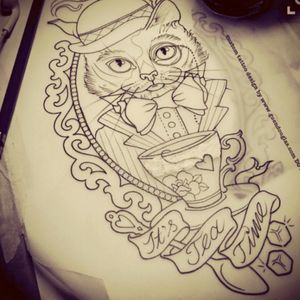 #megandreamtattoo Oh man!!! Steampunk kitten!!! I would love a design that featured both my cats. Getting some steampunk up in there would be awesome, but I would defiantly want this in colour!