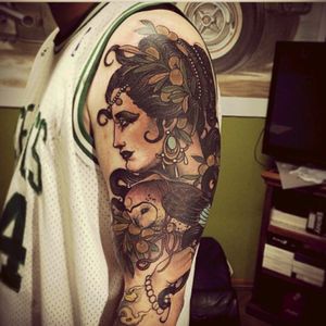 This is my inspiration for my  #meagandreamtattoo !! How gorgeous is this piece! ❤ would love this on my back. #Athena #Greek #traditional