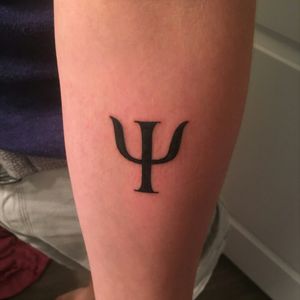 The first letter of the Greek word psuche, meaning mind/ soul, from which the term psyche arose; which gave us the word psychology. 3rd and most recent tattoo