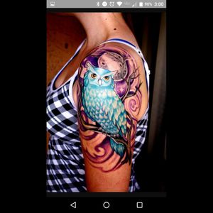 #megandreamtattoo owls are so pretty and meaningful! The colors in this are fantastic